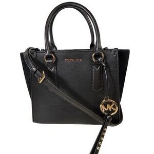 Michael Kors Kris Medium Pebbled Suede Leather Satchel Handbag Crossbody $358